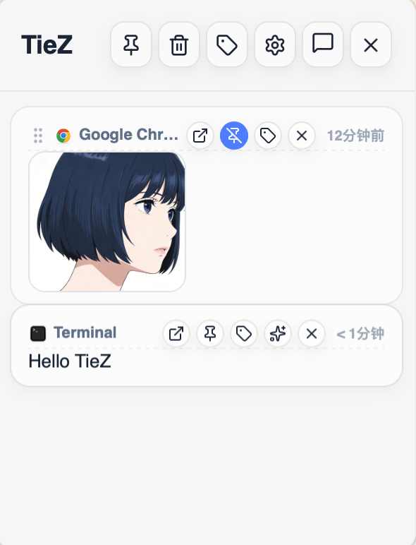 TieZ 应用界面